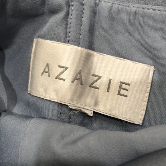 Azazie Maxi Dress Size 6 Blue Ruched Satin Gown - Picture 11 of 11